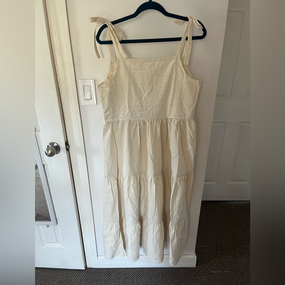 Handmade Cream Tie-Shoulder Maxi Sundress